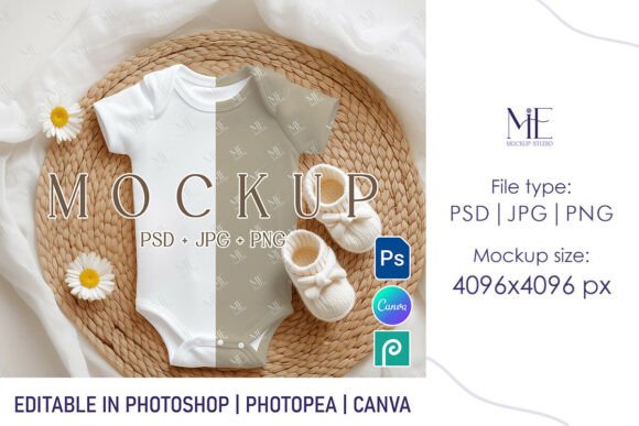 Download Baby Bodysuit Mockup PSD, All-over Print - Premium Resources