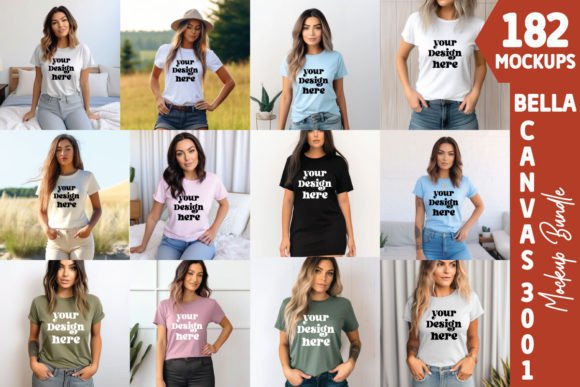Download Bella Canvas 3001 Tshirt Mockup Bundle - Bella canvas Collection