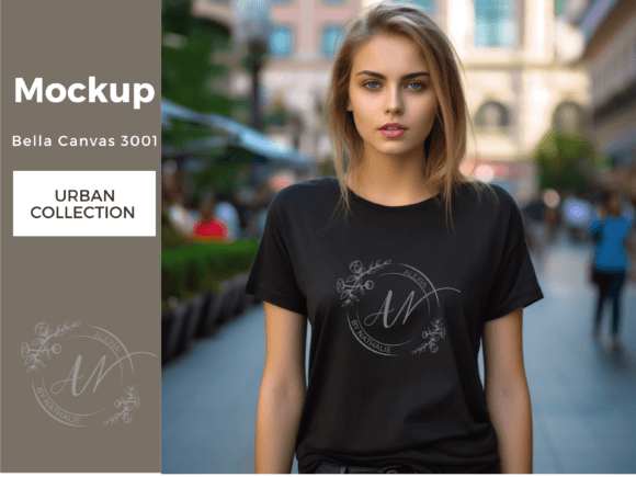 Download Mockup Bella Canvas 3001 Black T-shirt - Bella canvas Collection