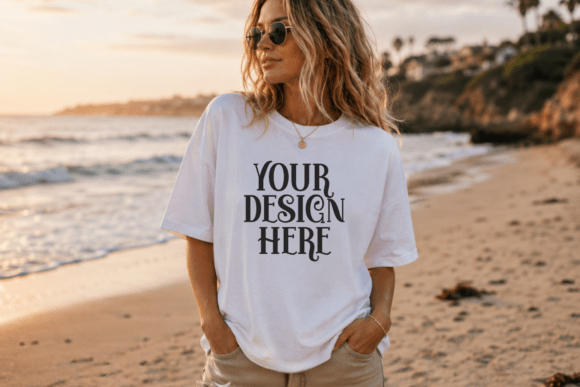 Download Bella Canvas 3001 Beach T-Shirt Mockup - Bella canvas Collection
